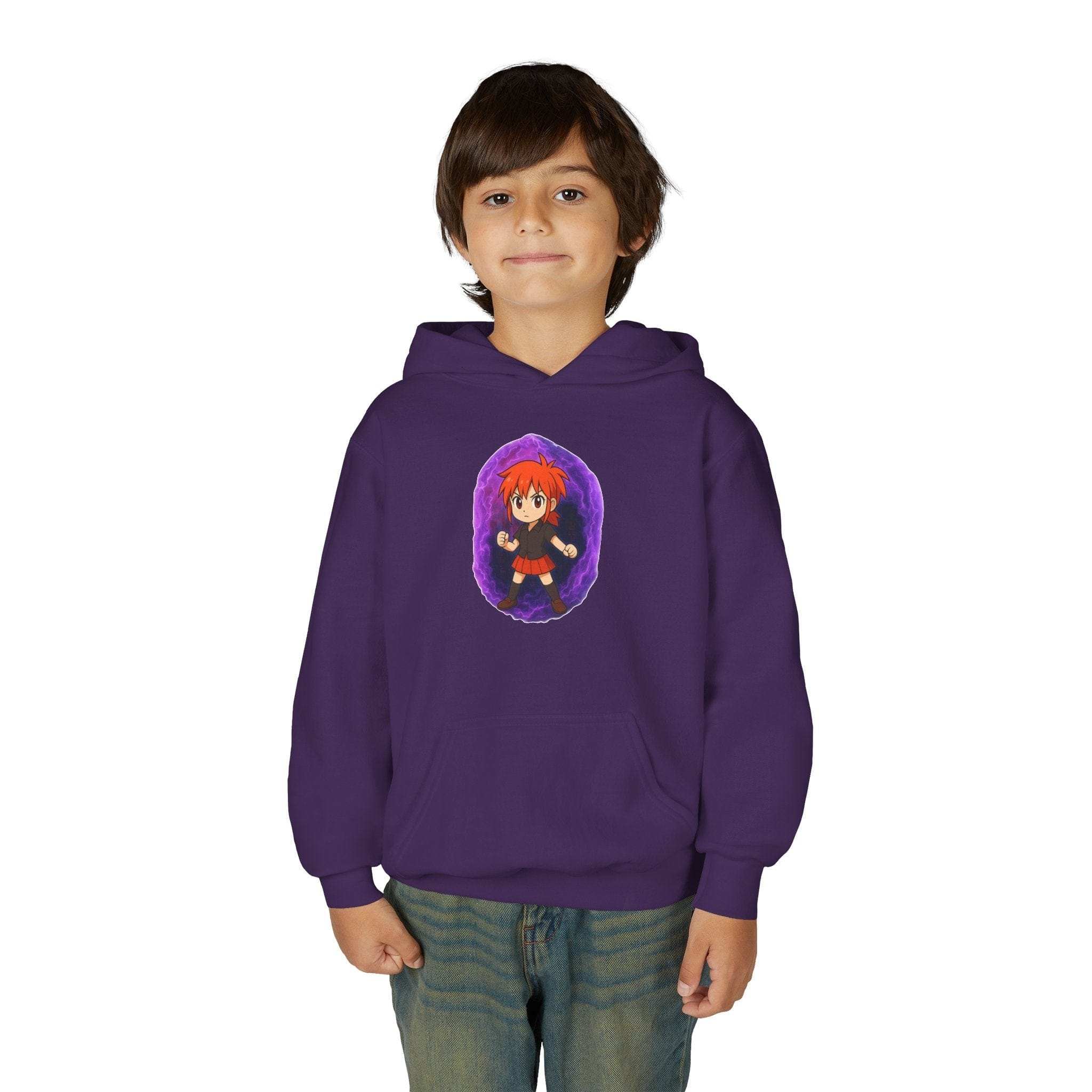 Anime Purple Power Girl Youth Hoodie Sweatshirt