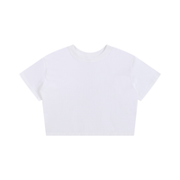 Black and white women’s baby tee seamless t-shirt, 100% cotton, loose fit, 200 GSM fabric.