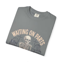 Vintage garment-dyed Waiting on Parts TShirt with soft cotton, relaxed fit, and mechanic-inspired design