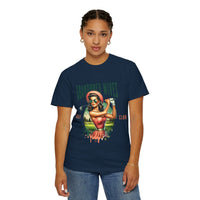 Vintage unisex t-shirt with Abandoned Wives Golf Club graphic, navy blue, casual golf-themed apparel