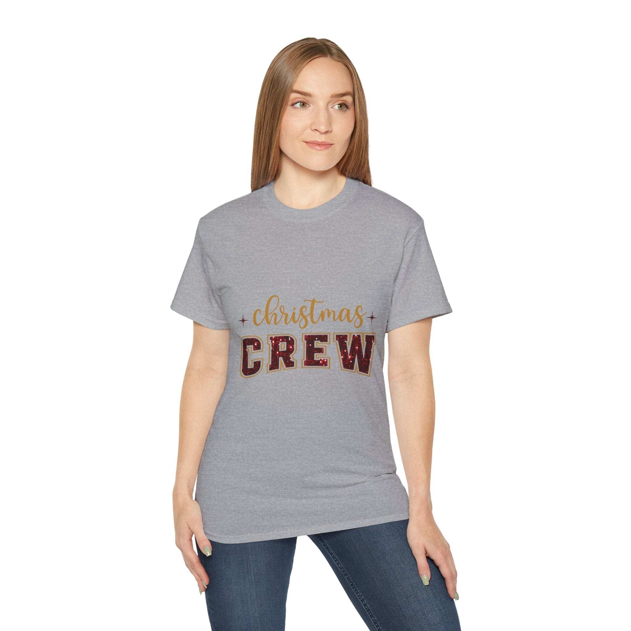 Christmas Crew Faux Glitter Tee - Festive Holiday T-Shirt
