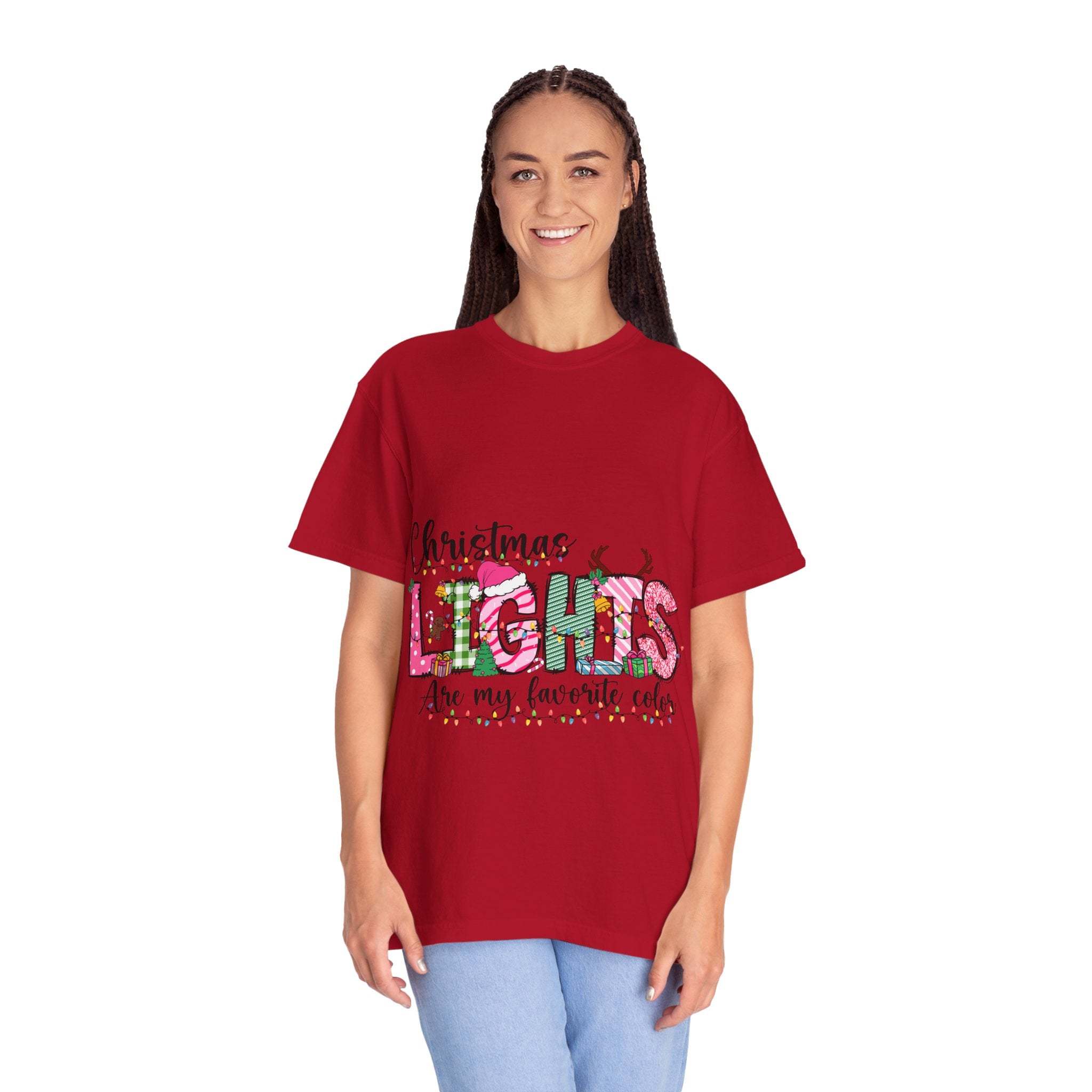 Christmas Lights Are My Favorite Color T-Shirt - Garment Dyed Cotton