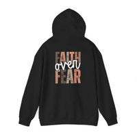 Faith Over Fear Hoodie with Walk by Faith inspirational Christian sweatshirt design
