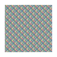 Colorful Tablecloth Coastal Shells with vibrant sea shell pattern and wavy blue lines, 55x55 inches, polyester fabric