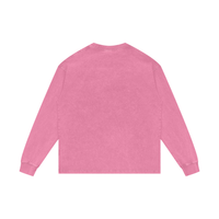 Unisex oversized acid wash long sleeve cotton t-shirt with round neck and drop shoulder design