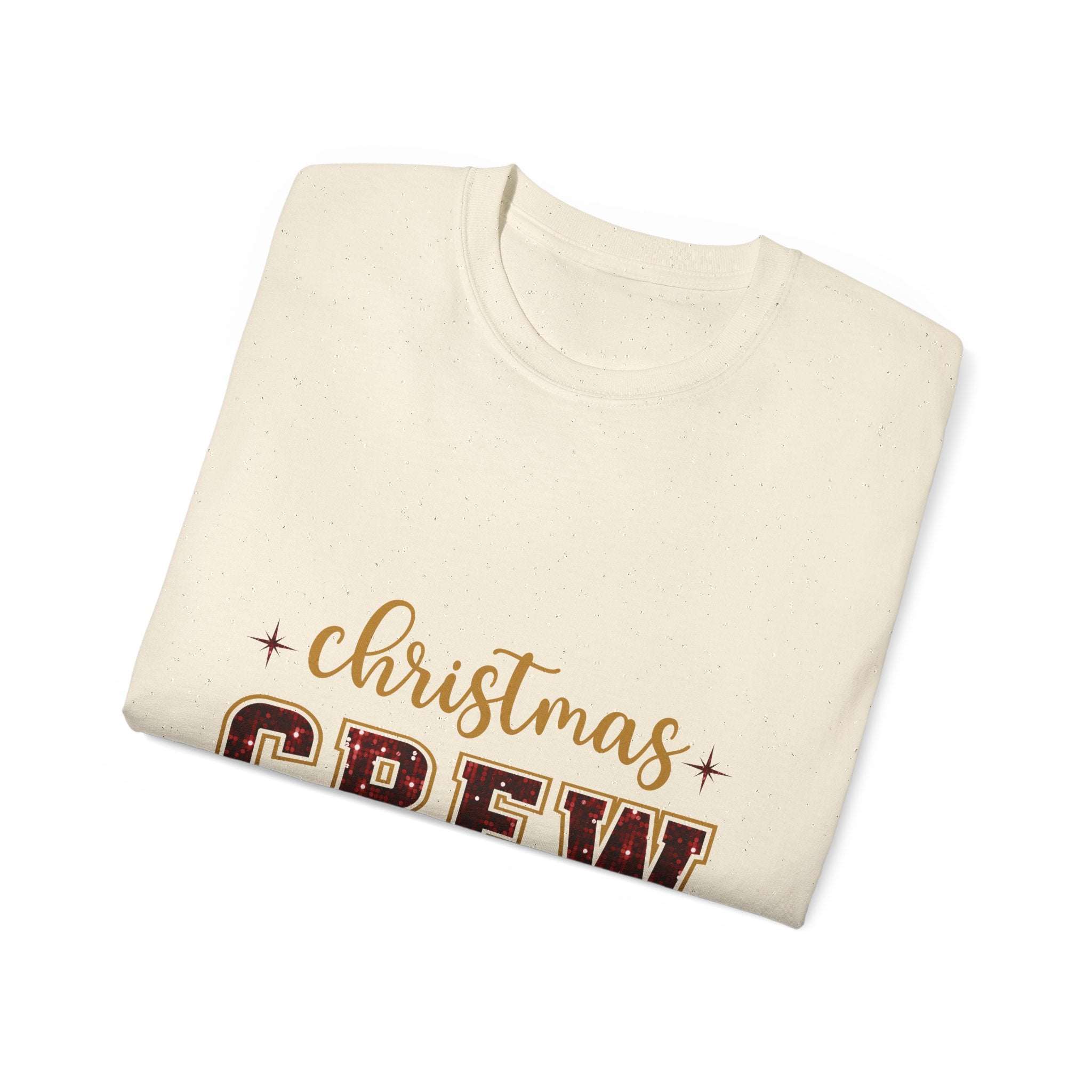 Christmas Crew Faux Glitter Tee - Festive Holiday T-Shirt