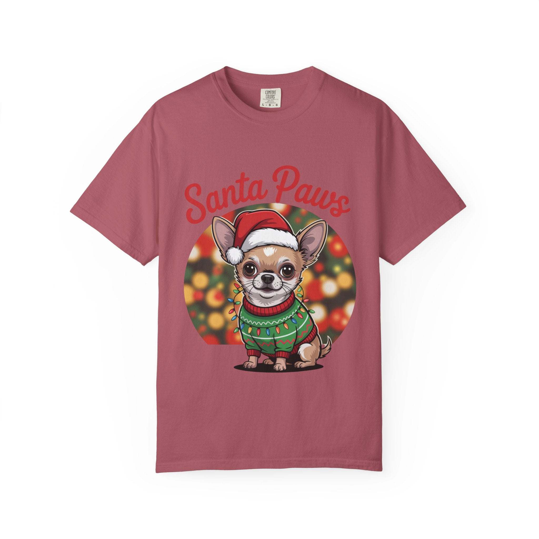 Bay Chihuahua Santa Paws T-Shirt from Printify, festive holiday pet apparel for dog lovers