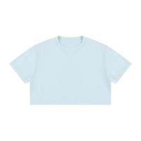 Women's mineral wash cotton crop t-shirt in slim fit with round neck and short sleeves
