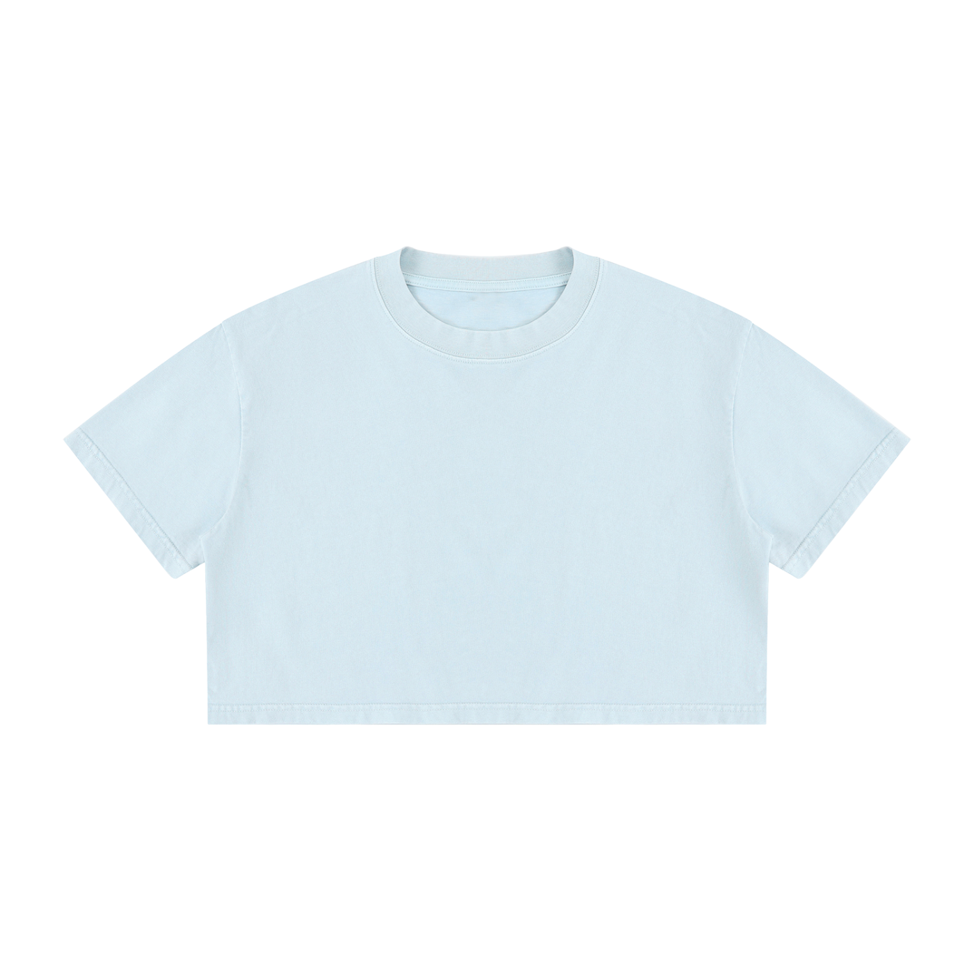 Women's mineral wash cotton crop t-shirt in slim fit with round neck and short sleeves