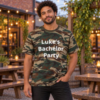 Custom Bachelor Party Camo Tee | Personalized Party Shirt