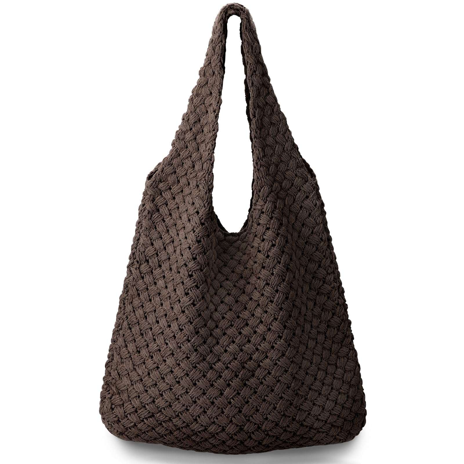 Boho chic crochet tote bag with vintage design and large capacity for beach and daily use