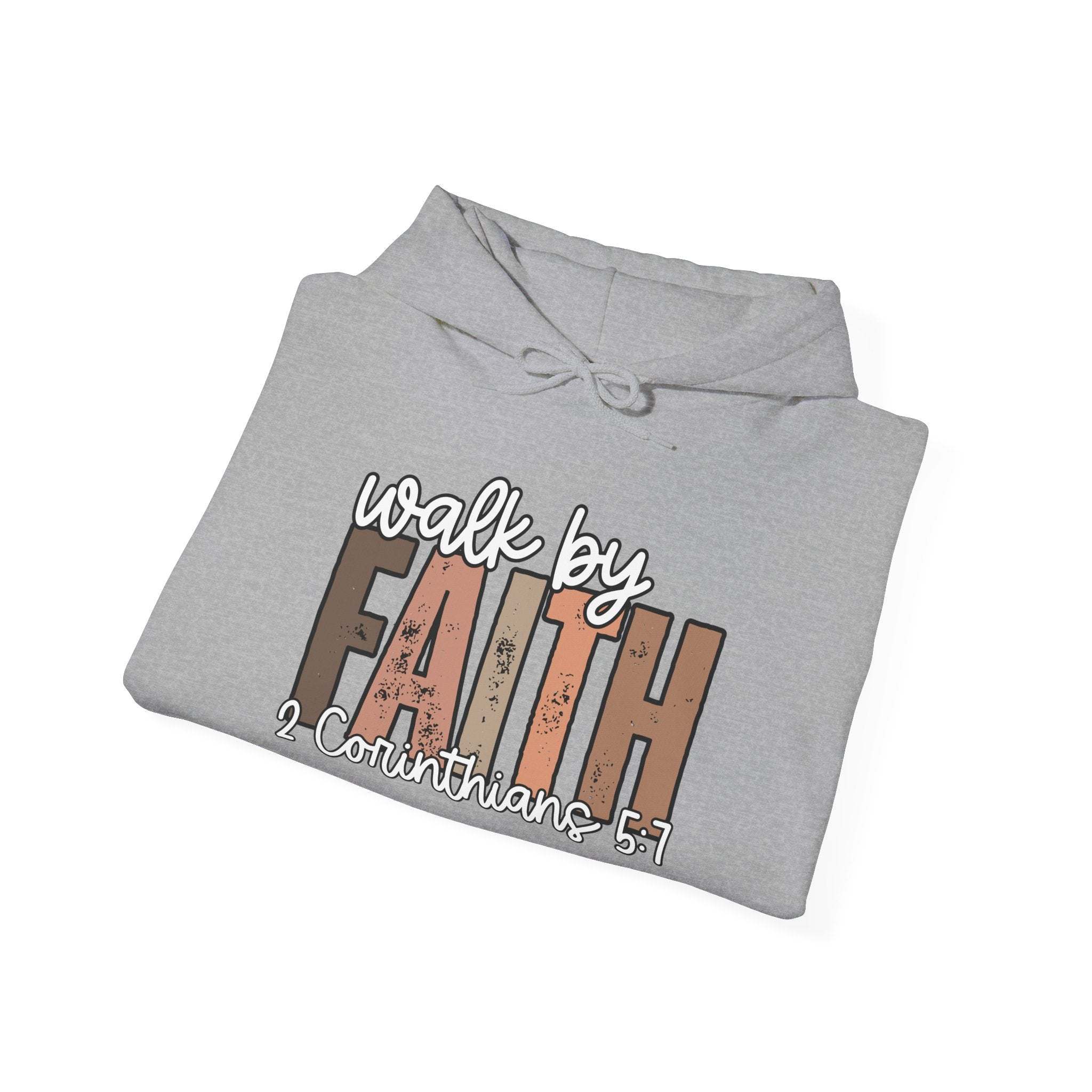 Faith Over Fear Hoodie with Walk by Faith inspirational Christian design on cozy sweatshirt