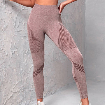 High Waist Seamless Yoga Pants Striped Print Leggings