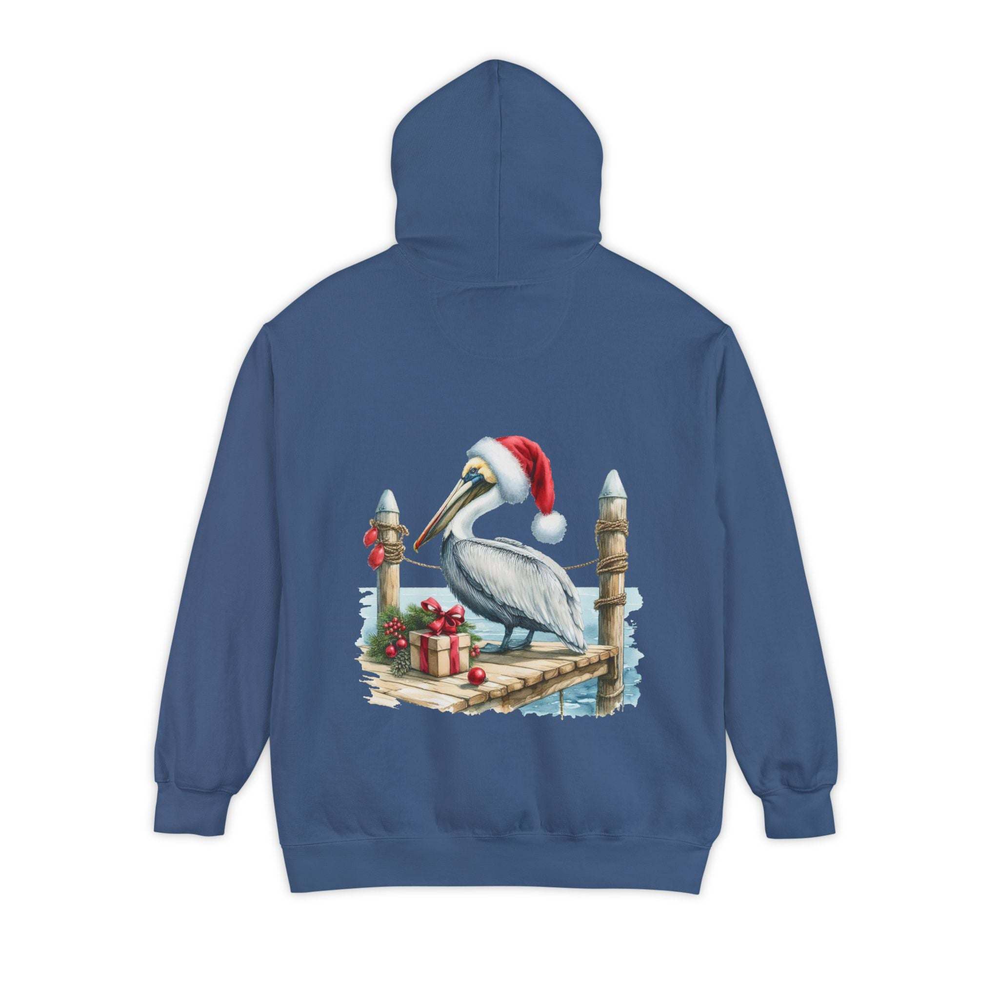 Hoodie - Pelican in a Santa Hat Design