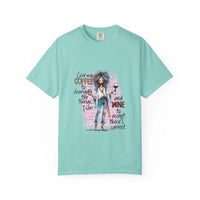 Ivory unisex t-shirt featuring 'Things I Can Change and Cannot' design, ideal for coffee and wine lovers.