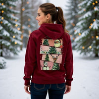 Christmas fleece hoodie with watercolor preppy holiday design for winter comfort and style
