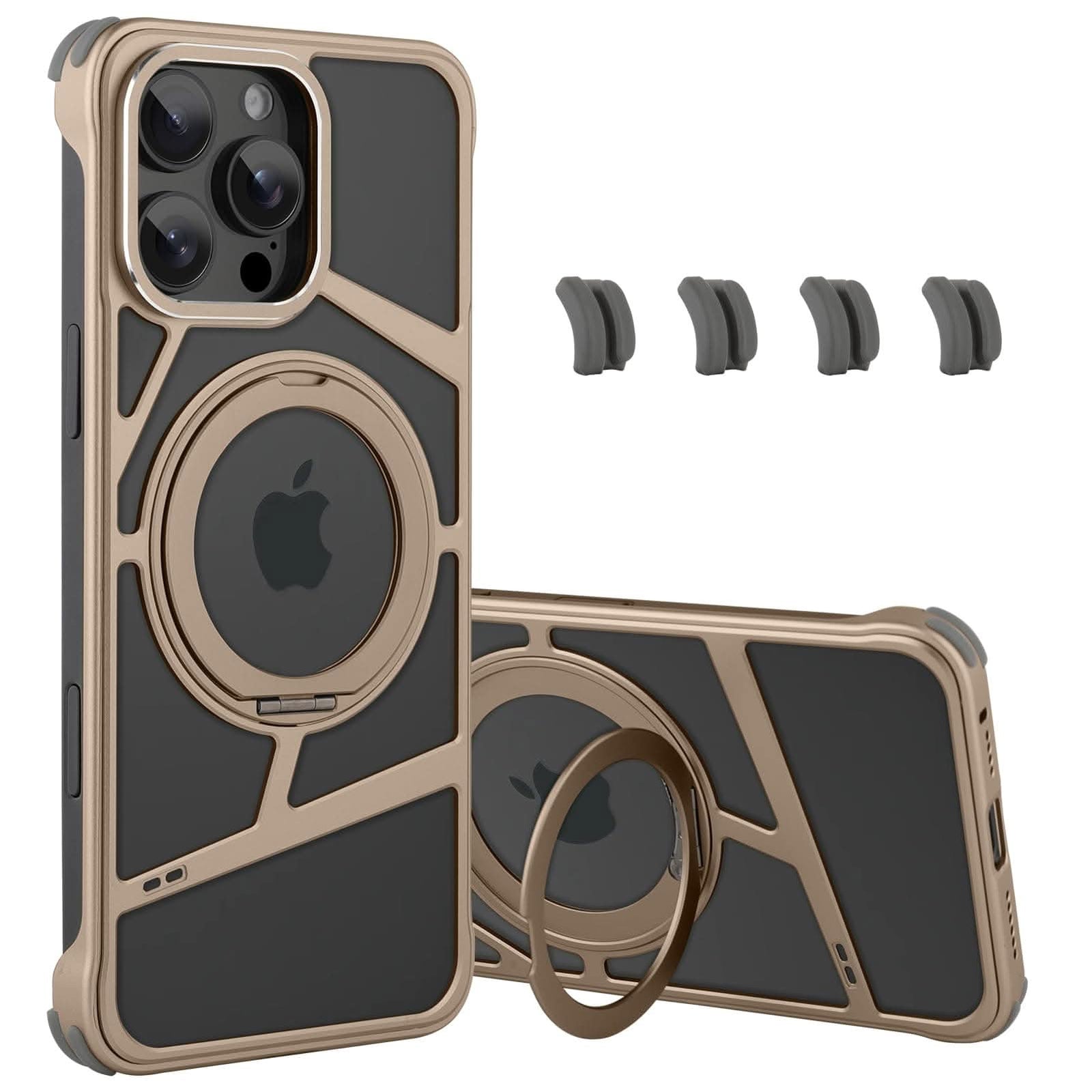 iPhone 16 Pro Metal Case with magnetic kickstand showing sleek metal design and durable protection