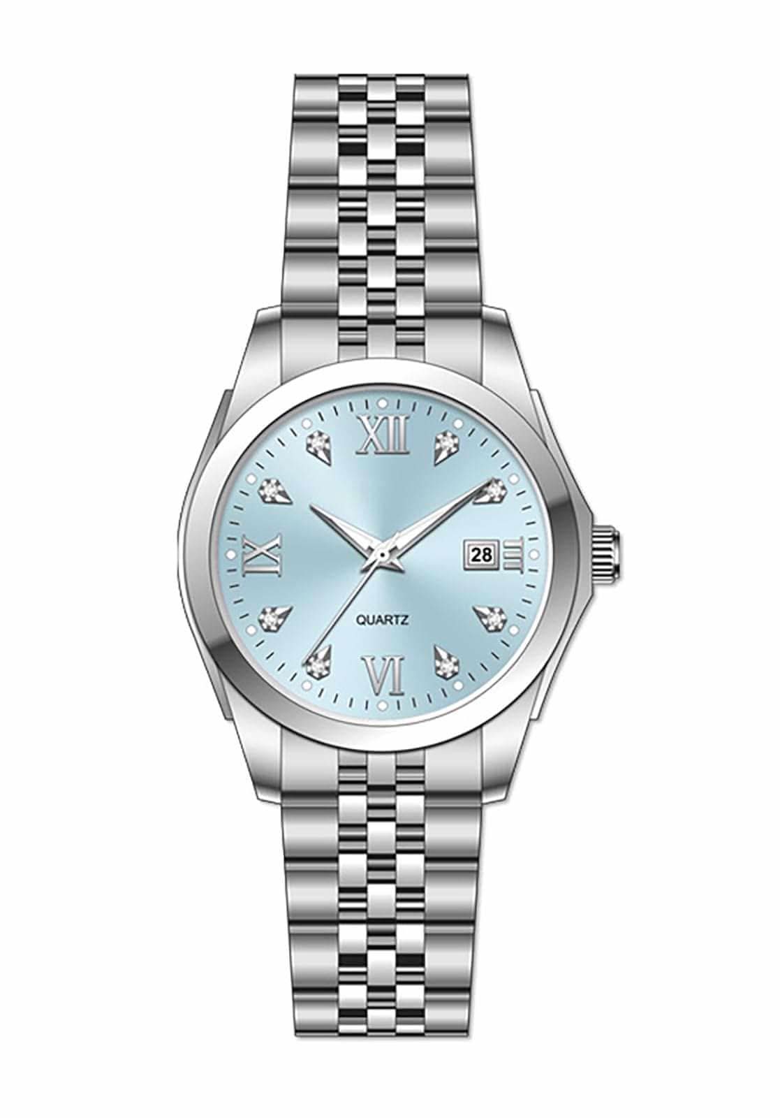 Womens Luminous Stainless Steel Watch with quartz movement and luminous hands for stylish everyday wear
