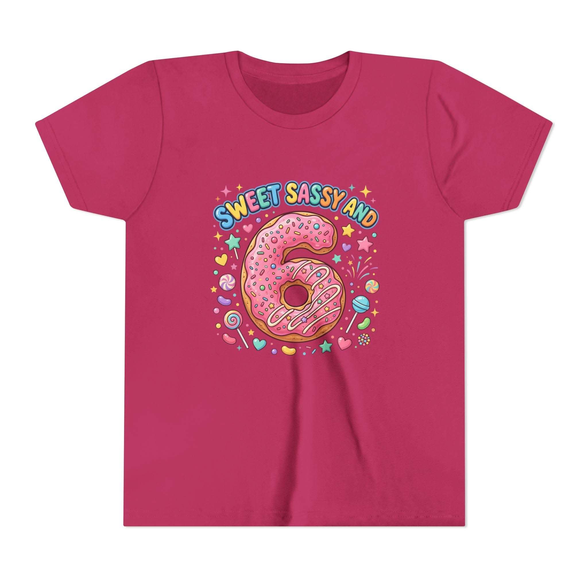 Sweet Sassy and 6 Youth Tee | Donut Number Six Birthday Shirt