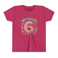 Sweet Sassy and 6 Youth Tee | Donut Number Six Birthday Shirt