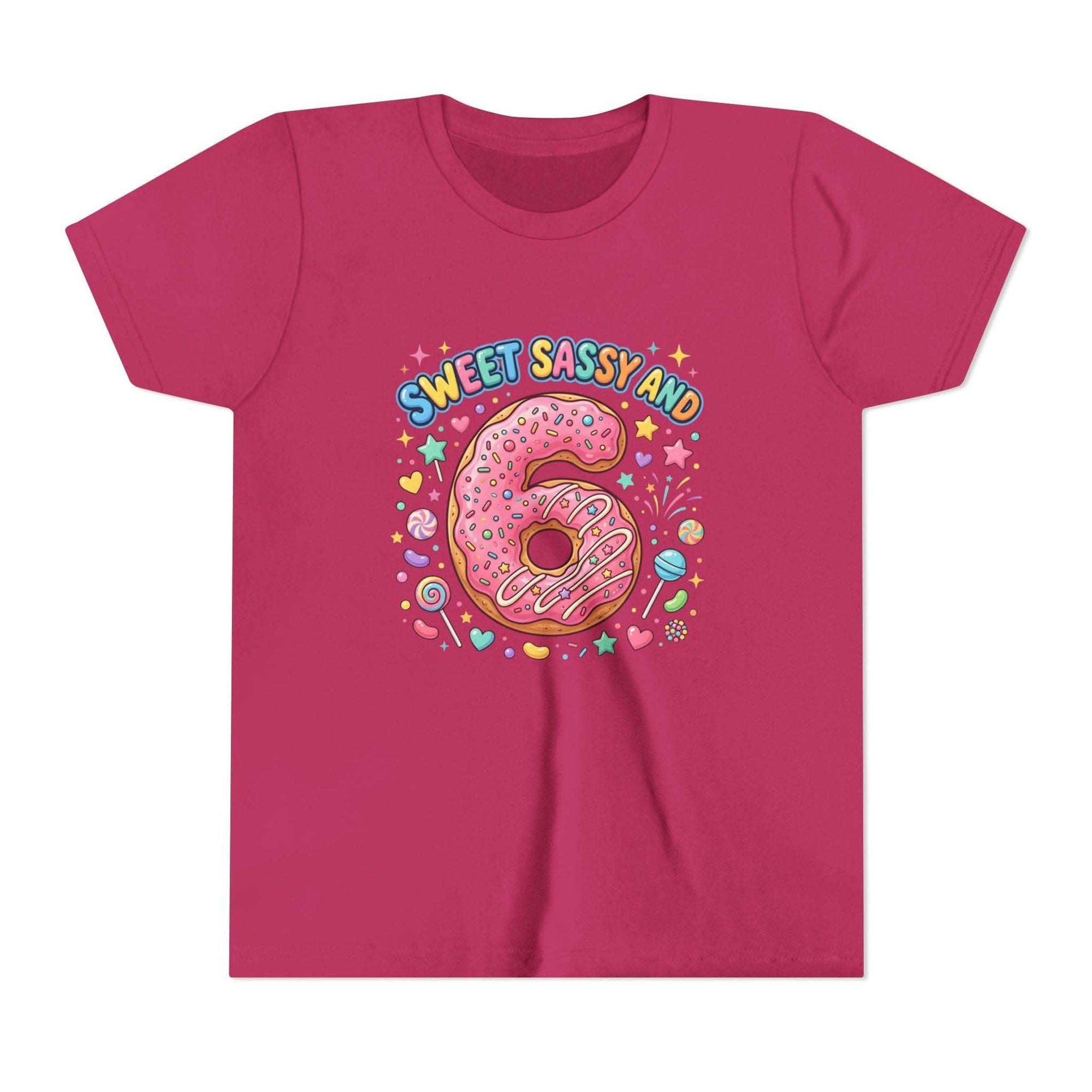 Sweet Sassy and 6 Youth Tee | Donut Number Six Birthday Shirt