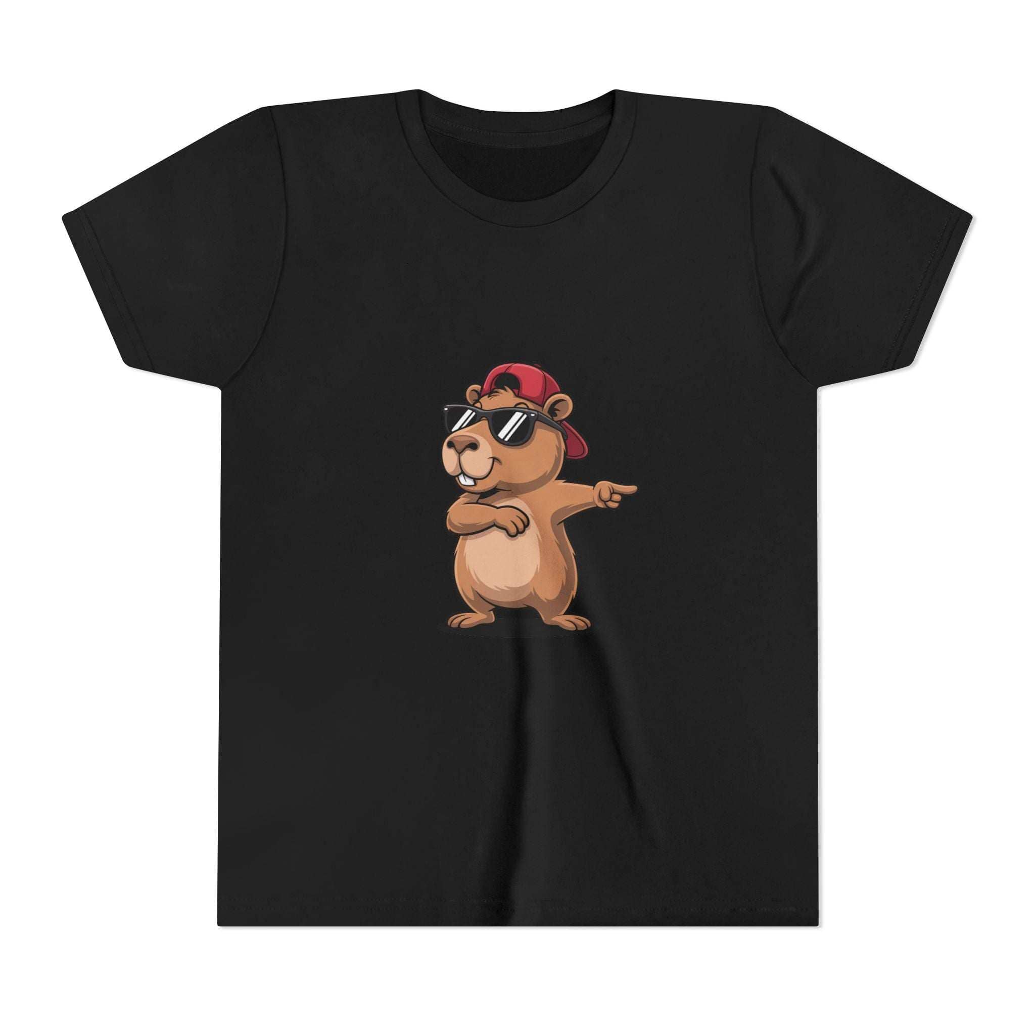 Cool capybara in hat and sunglasses graphic on soft cotton youth t-shirt