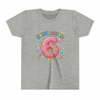 Sweet Sassy and 6 Youth Tee | Donut Number Six Birthday Shirt