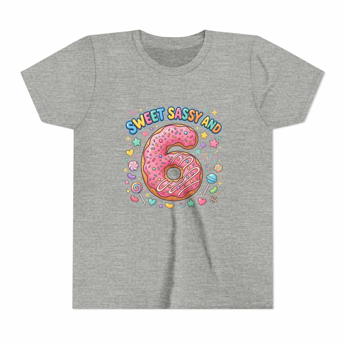 Sweet Sassy and 6 Youth Tee | Donut Number Six Birthday Shirt