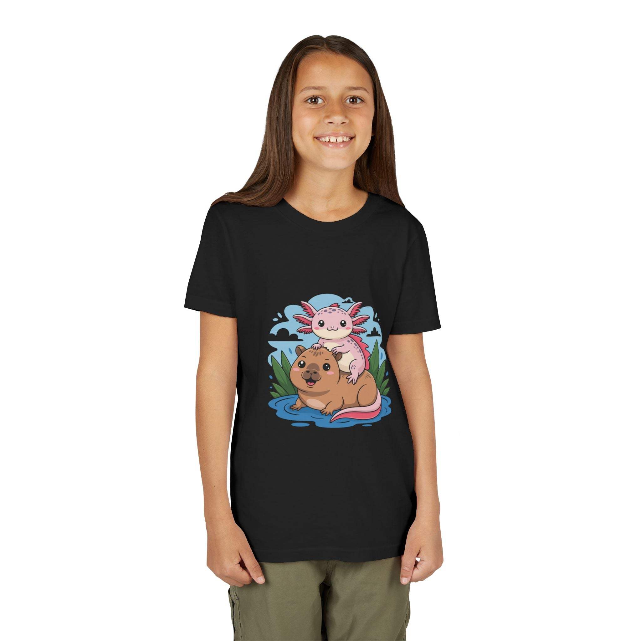 Youth Tee - Axolotl on a Capybara Design