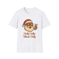 Christmas Holly Jolly Vibes Only T-shirt with festive holiday design on cotton fabric