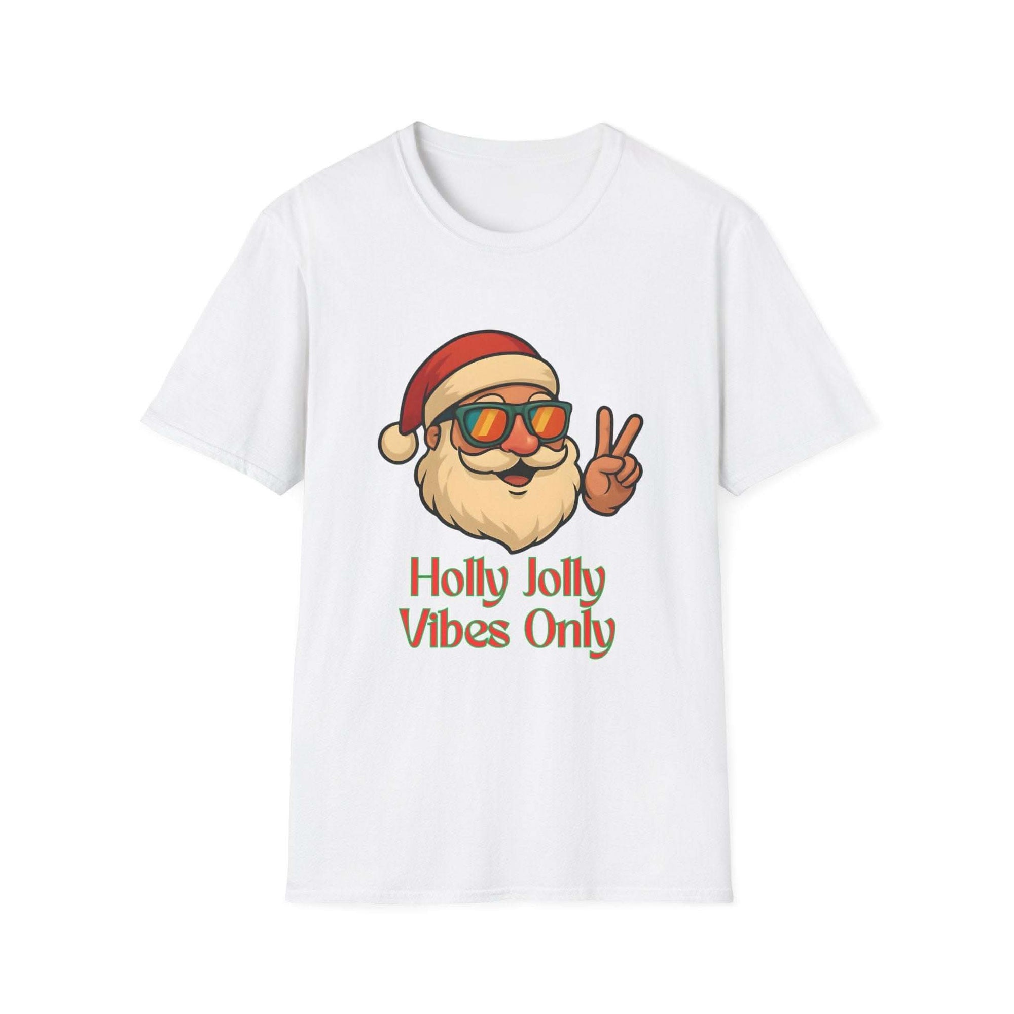 Christmas Holly Jolly Vibes Only T-shirt with festive holiday design on cotton fabric