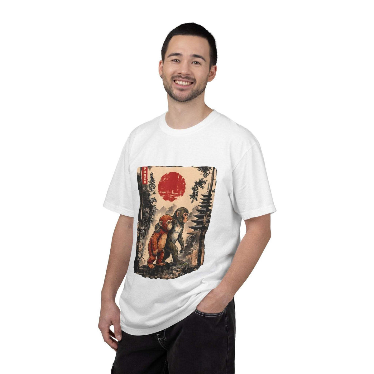 Kawaii Monkey Japanese Ukiyoe Cotton T-Shirt