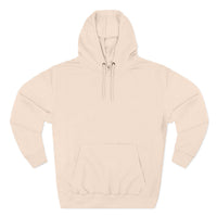 Plain beige fleece hoodie with adjustable drawstring hood and kangaroo pocket, soft comfortable winter wear