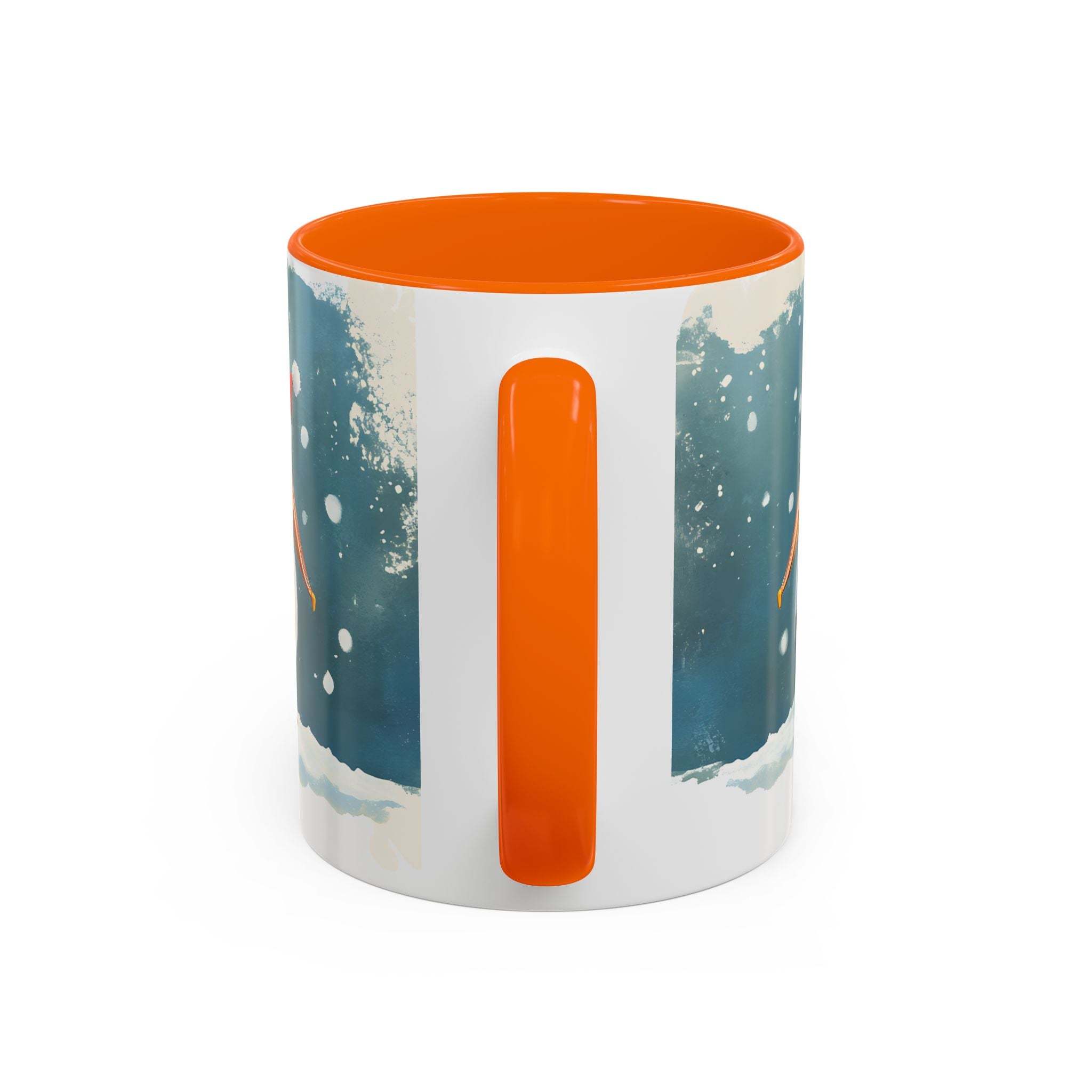 Mug with orange interior and handle on a white background