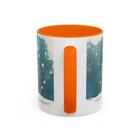 Mug with orange interior and handle on a white background