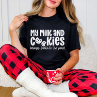 My Milk and Cookies T-Shirt with festive Santa design for holiday cheer