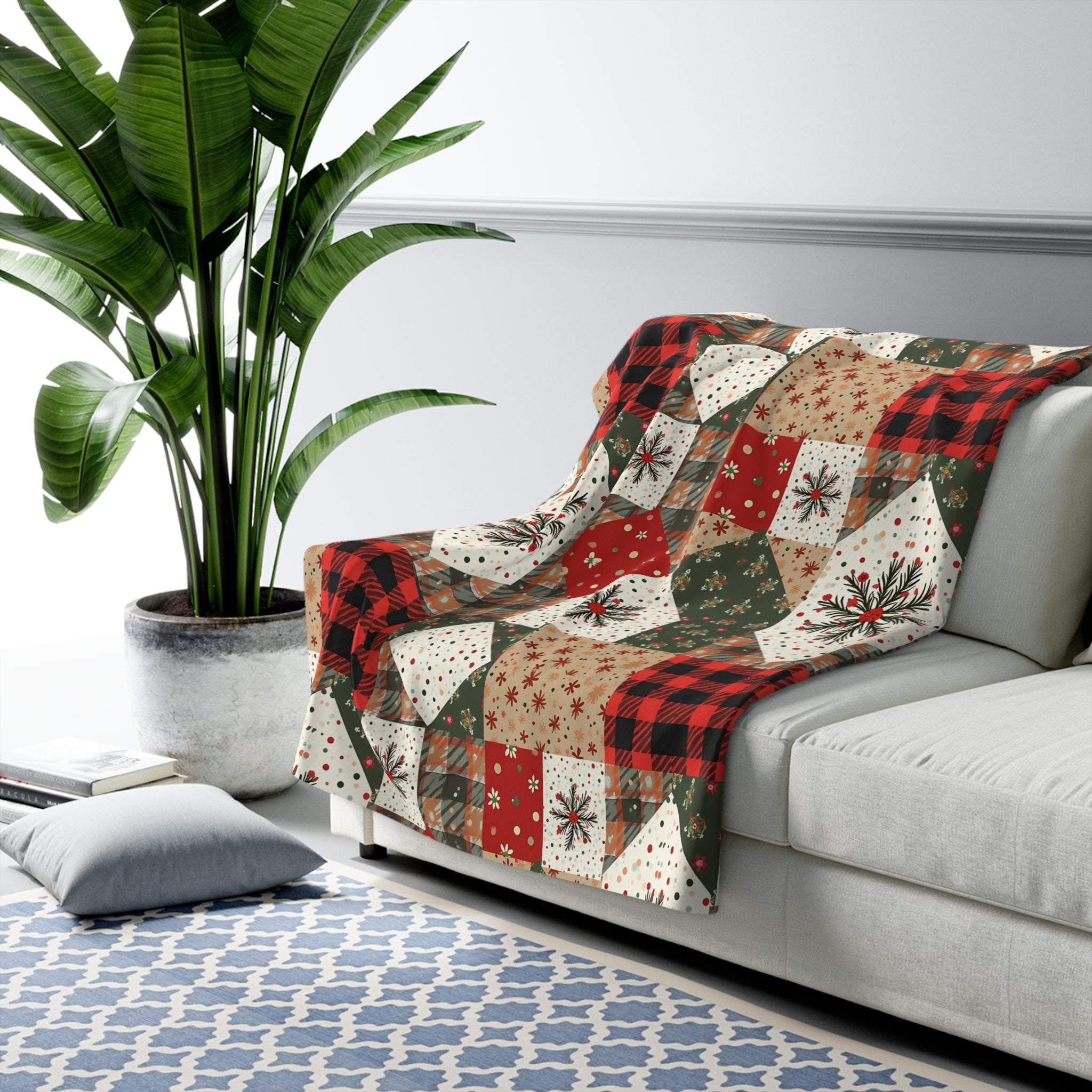 Vintage Christmas Stars Sherpa Blanket