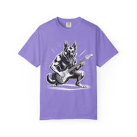Heavy Metal German Shepherd design on soft, faded heavyweight cotton t-shirt