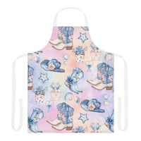 Pastel Coastal Cowgirl apron in pastel colors with 5 strap options on polyester canvas