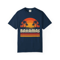 Bahamas Retro Sunset T-shirt | Palm Tree Beach Vacation Tee
