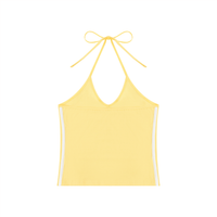 Women’s Color Block Halter Crop Tank Top with V-neck and backless slim fit in Y2K style
