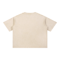 Mineral wash boxy cotton t-shirt with oversized crop fit and drop shoulders in vintage faded finish