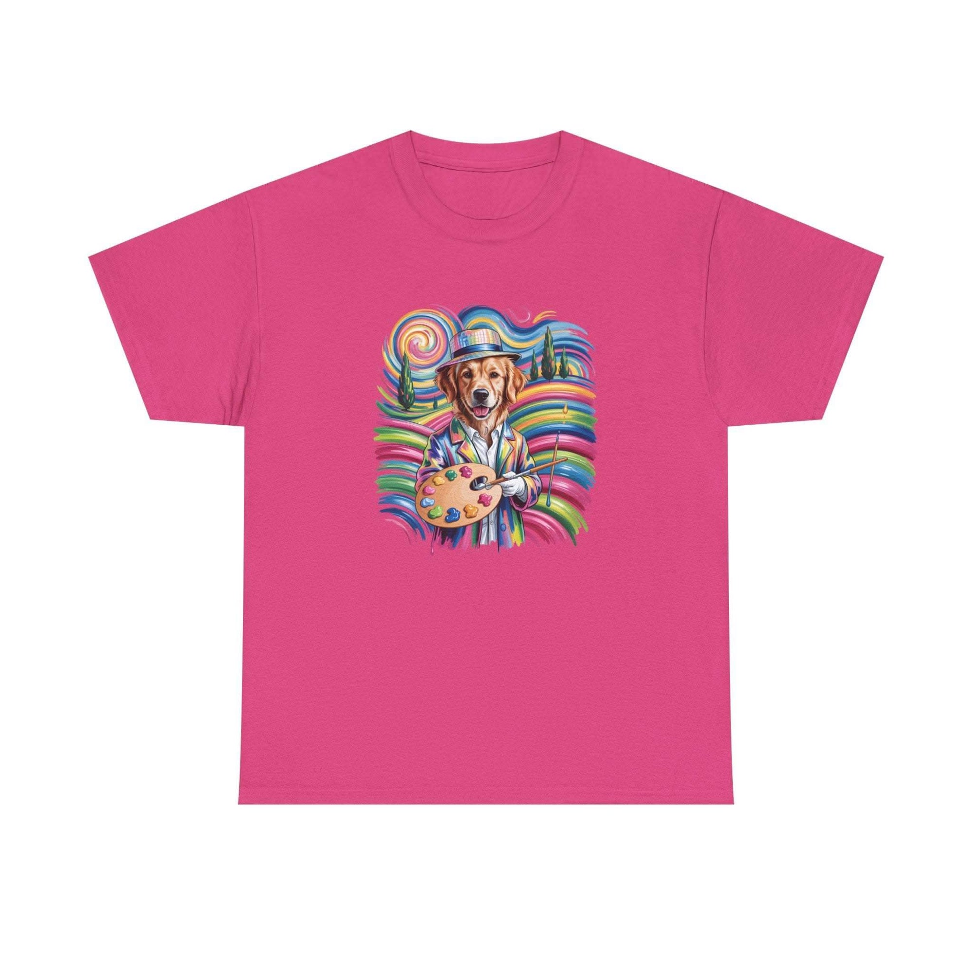 Colorful Artist Dog T-Shirt | Painter Palette, Rainbow Swirls