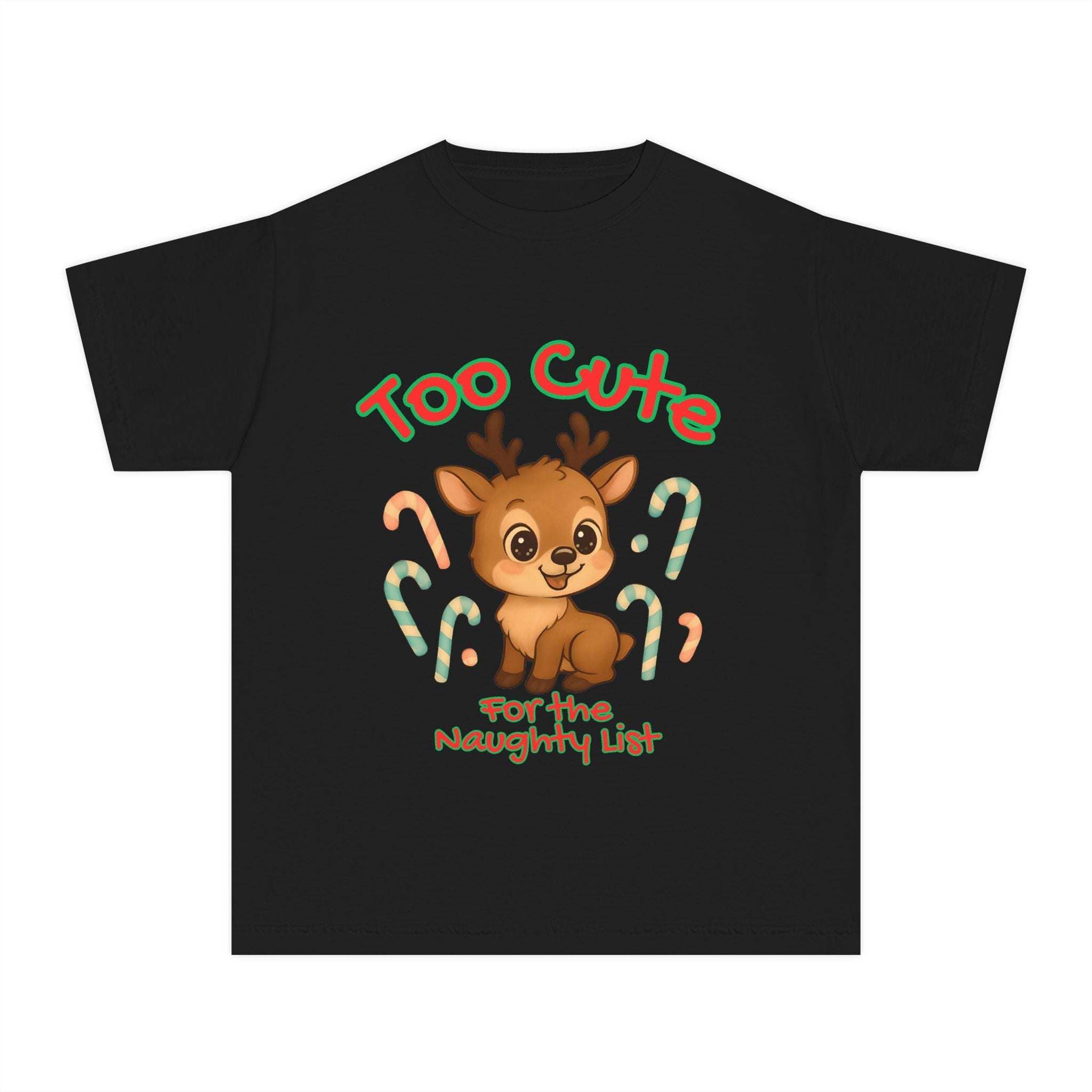 Youth Tee - Too Cute for the Naughty List Christmas Design