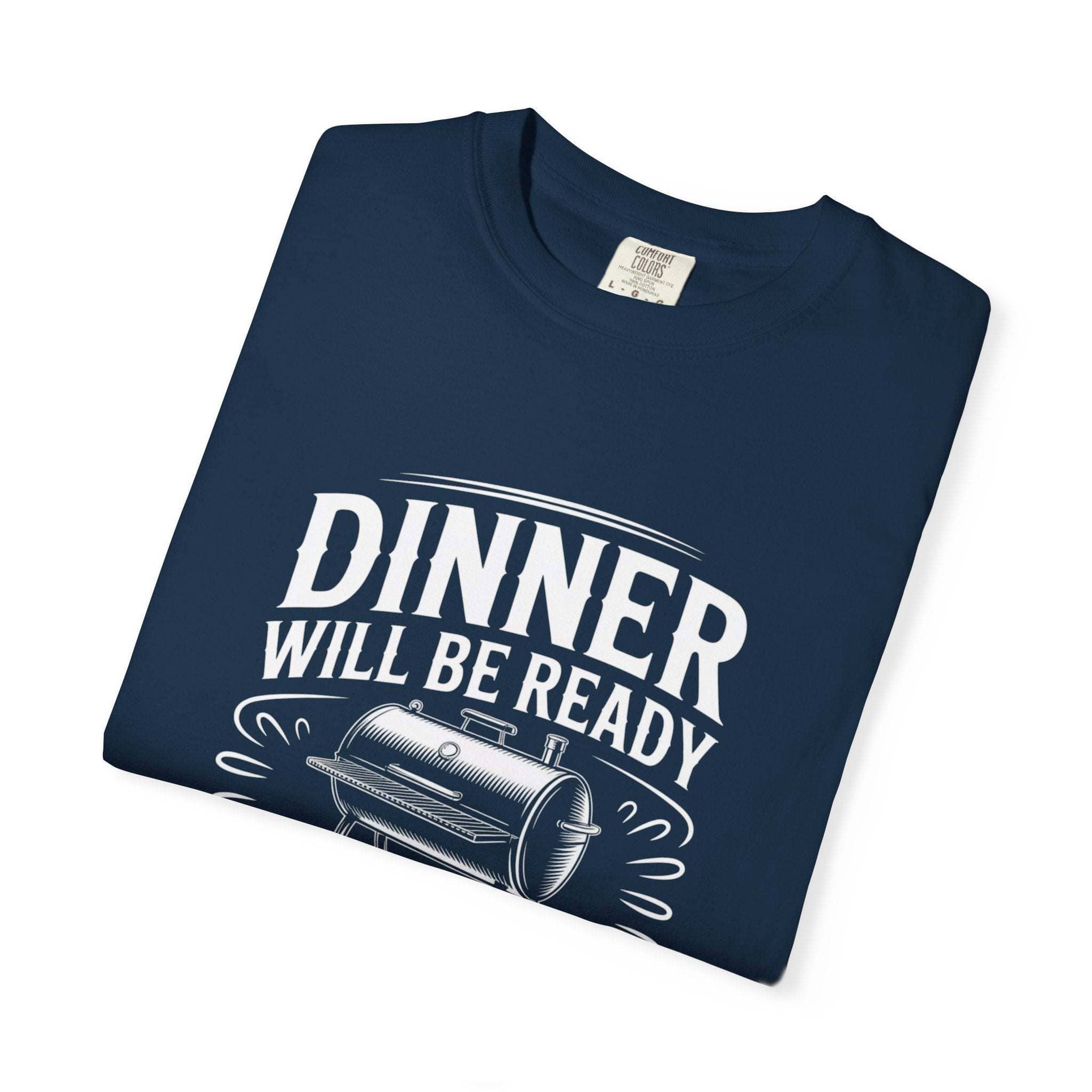 Dinner Will Be Ready in 18 Hours meat smoker t-shirt for BBQ enthusiasts and slow cooking fans