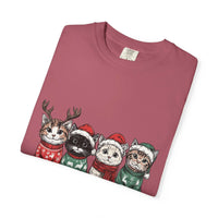 Bay Cat Lover T-shirt with Meowy Christmas design from Printify, perfect festive gift for cat enthusiasts.