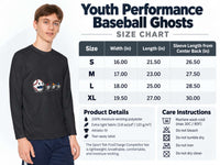 Youth Tee - Fun Halloween Ghosts Baseball Eating Long Sleeve Shirt.