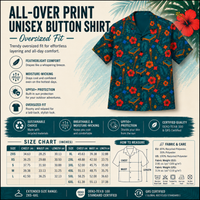 Tropical cornhole Hawaiian shirt with boards, bean bags, tiki torches, and hibiscus on teal background, unisex UPF 50+ button-up