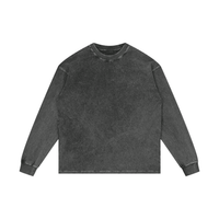 Unisex acid wash oversized long sleeve cotton t-shirt with drop shoulder and round neck design