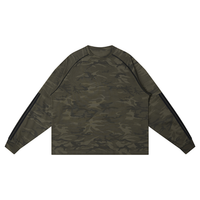 Unisex camo long sleeve t-shirt with raglan sleeves and ribbed cuffs in relaxed fit